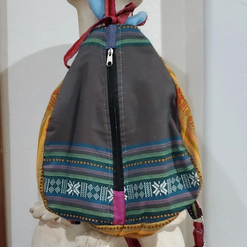 Colorful Bunny Rabbit Backpack Artisan Handmade Sustainable Mission Rafi Nova
